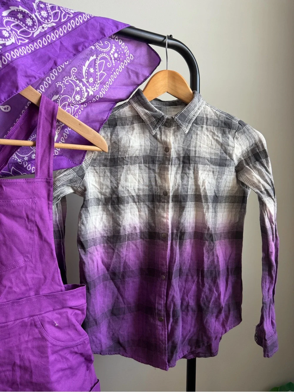 Weissman Purple Short Overalls with Matching Bandana